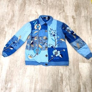 Indigo moon embroidered floral jacket size XS